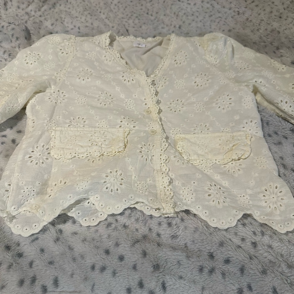 Annie Wear Cream Lace Cardigan